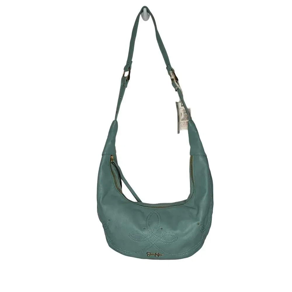 Jessica Simpson NWT London Hobo In Dusty Jade Shoulder Handbag Purse Zip Accent